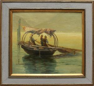müller wachsmuth m,See mit Fischern, ihre Netze einholend,1927,Reiner Dannenberg DE 2014-03-14