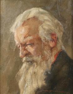 MÜNNICH Hans 1892-1970,Herrenportrait Bildnis eines weißhaarigen älteren ,Mehlis DE 2021-08-26