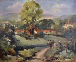 M. David,Figures Walking on a Country Lane,1943,John Nicholson GB 2018-02-28