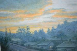 M PLATT Laurence 1900-1900,Street scene at sunset,1984,Lawrences of Bletchingley GB 2015-06-09