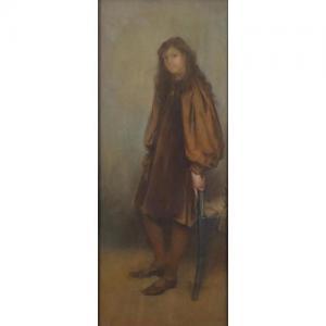 MAC GRIERSON Charles Iver 1864-1939,Young female standing beside a chair,Eastbourne GB 2019-05-09