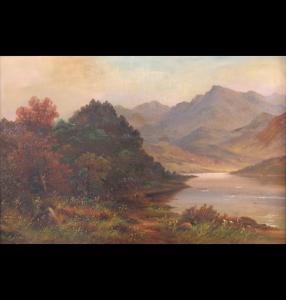 MAC KENZIE Daniel 1800,figures beside a Loch, mountains ,19th Century,Dee, Atkinson & Harrison 2008-07-04