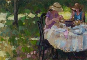 MAC KEOWN James 1961,'TEA IN THE GARDEN',Ross's Auctioneers and values IE 2022-06-29