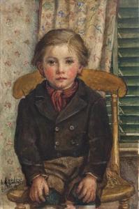 macarthur Blanche F 1870-1896,Young boy seated on a chair,1878,Dreweatt-Neate GB 2011-10-13