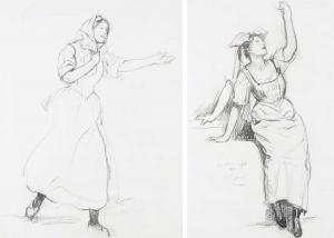 MACBETH Robert Walker,Study of a young woman with outstretched arm; Stud,Woolley & Wallis 2023-09-05