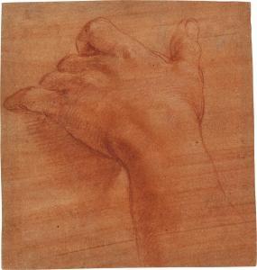 MACCHIETTI DEL CROCEFISSAIO Girolamo 1535-1592,Study of a left hand, preparatory for the ,Sotheby's 2023-01-25