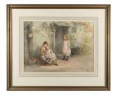 MACCLOY Samuel 1831-1904,Mother and Children Outside Cottage,1100,Adams IE 2019-10-15