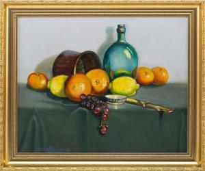 MACCORMACK RICHARD,Still life of fruit, a bottle and a paring knife,Eldred's US 2019-08-07