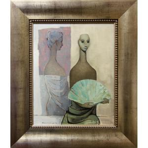 MacDONALD Grant Kenneth 1909-1987,UNTITLED (TWO LADIES WITH GREEN FAN),1958,Waddington's 2023-12-14