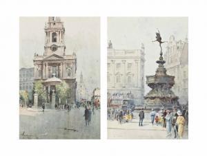 MACDONALD J. Tim,St Mary-Le-Strand, London; and Eros, Piccadilly Ci,1823,Christie's 2013-06-20