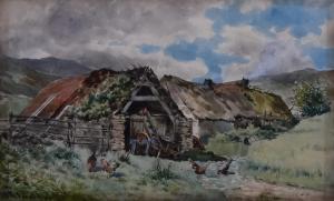MacDONALD John Blake 1829-1901,Crofter's cottage with chickens,Canterbury Auction GB 2023-07-29
