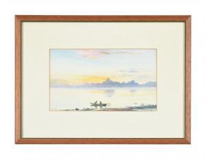 MACDONALD William Alister,SUNSET IN TAHITI, WITH FISHERMEN IN A BOAT,1938,Dreweatts 2023-02-10