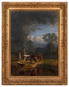 MACDOUGAL James 1828-1901,Cattle by a forest pond,Eldred's US 2023-07-28