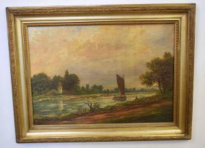 MACE Geoffrey 1900-1900,Norfolk River landscape with wherry,Keys GB 2019-09-24