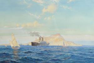 MACGREGOR David Roy 1925,A Shipping Scene off Gibraltar,1925,John Nicholson GB 2017-03-29