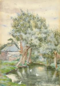 MACINTOSH John M.,'River at Hungerford', a scene of ducks on a river,1881,John Nicholson 2022-10-05