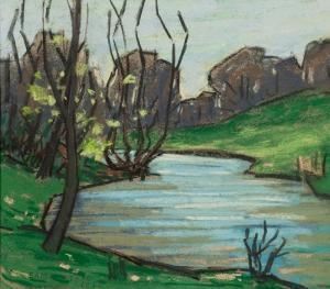 MACINTYRE E. A,TREE AND RIVER LANDSCAPE,1924,McTear's GB 2013-11-14