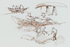 MACINTYRE James 1926-2015,CURRACHS SKETCH,Ross's Auctioneers and values IE 2023-10-11