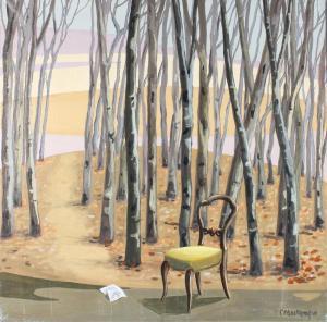 MACKENZIE c. douglas,a chair in a woodland scene,Denhams GB 2017-06-14