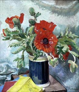 MACKENZIE Helen Margaret 1888-1966,Still life of poppies in a vase,1939,Mallams GB 2017-12-04