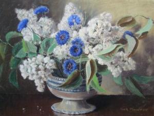 MACKENZIE Ivor 1880,A still life of cornflowers and white lilac in a v,Dickins GB 2009-06-13