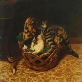 MACKEPRANG Adolf Heinrich 1833-1911,A cat with her kittens,1888,Bruun Rasmussen DK 2015-10-20