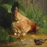 MACKEPRANG Adolf Heinrich 1833-1911,A hen quarding her eggs,Bruun Rasmussen DK 2015-01-05