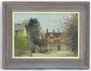 MACKERVOY Robin 1930,A country street scene depicting a village pub,Claydon Auctioneers 2020-11-16