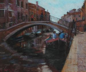 MACKIE JOHN 1935,Venetian backwater with figures in a boat,1993,Morphets GB 2017-11-30