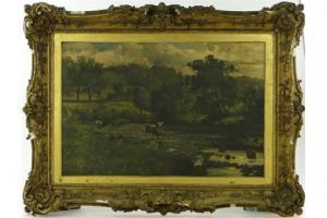 MACKIN T.E,pastoral scene cattle beside a stream,1898,Burstow and Hewett GB 2015-06-24