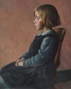 MACKINLAY 1900-2000,Portrait of a young girl from side on,Mallams GB 2011-12-08