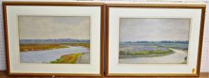 MACKINNEY Herbert Wood 1881-1953,pair river landscapes,1928,Lacy Scott & Knight GB 2022-02-12