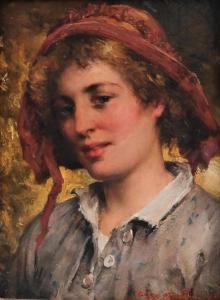 MACKLIN Thomas Eyre 1867-1943,Portret van jonge boerin met hoed,1893,Venduehuis NL 2024-02-28