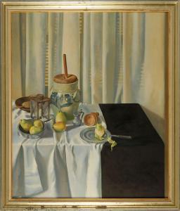 MACLEAN GEORGE H,Still life with stoneware butter churn and fruit o,Eldred's US 2009-08-05