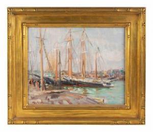 MACMONNIES LOW Mary L. Fairchild 1858-1946,Docked Sailboats,Hindman US 2021-01-25