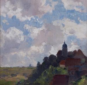 MACOUN Gustav 1892-1934,A village on a hill,Vltav CZ 2023-09-21