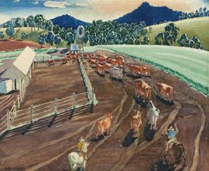 MacQUEEN Kenneth Robertson 1897-1960,BRINGING IN THE COWS,1928,Deutscher and Hackett AU 2018-04-18
