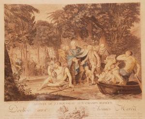 MACRET Charles François Adrien 1751-1789,L'arrivee de J.J. Rousseau aux Champ,1782,Hood Bill & Sons 2013-02-12