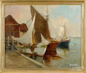 MADDEN Jan 1800-1800,harbor scene,Pook & Pook US 2019-01-12