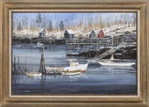 MADDOCKS JAMES W 1900,New England harbor scene,Eldred's US 2019-08-07