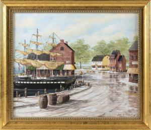 MADDOCKS JAMES W 1900,Ship in a colonial port,Eldred's US 2022-08-25