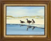 MADDOCKS JAMES W 1900,Three Canada geese at the water's edge,1984,Eldred's US 2016-08-24