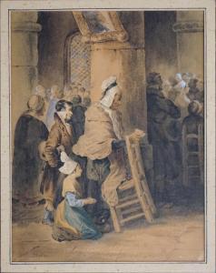 MADOU Jean Baptiste 1796-1877,Bretonnes en prière à,Gautier-Goxe-Belaisch, Enghien Hotel des ventes 2023-11-19