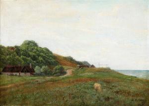 MADSEN Andreas Peter 1822-1911,Sheep grazing near the coast,1874,Bruun Rasmussen DK 2018-03-19