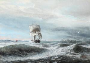 MADSEN C.F 1900-1900,Seascape with ships on a dark and stormy day,1891,Bruun Rasmussen DK 2024-01-01