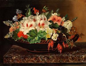 MADSEN Sophie 1826-1856,f. Thorsøe: Flowers in a Greek bowl,Bruun Rasmussen DK 2007-09-06