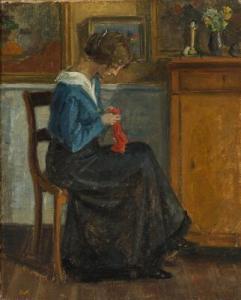 MADSEN Viggo Svend 1885-1954,Interior with a women with needlework,Bruun Rasmussen DK 2021-11-29