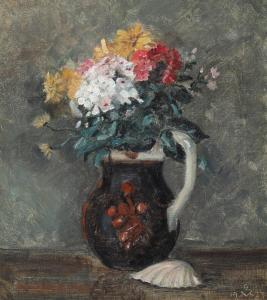 MADSEN Viggo Svend,Still life with flower vase and seashell,1921,Bruun Rasmussen 2024-01-15