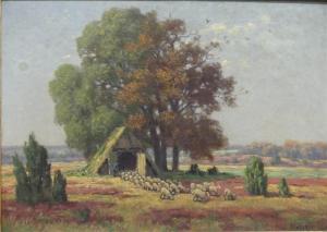 MAECKER Franz 1855-1913,Schafstall in der Lüneburger Heide,Georg Rehm DE 2020-10-08