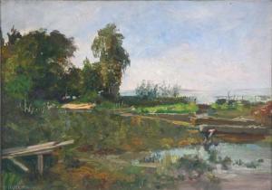 maeckler michel 1872-1925,Landschaftsszenerie mit Uferböschung,1910,DAWO Auktionen DE 2009-04-23